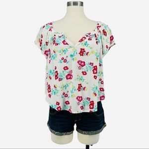 Hollister Split Neck Floral Shirt